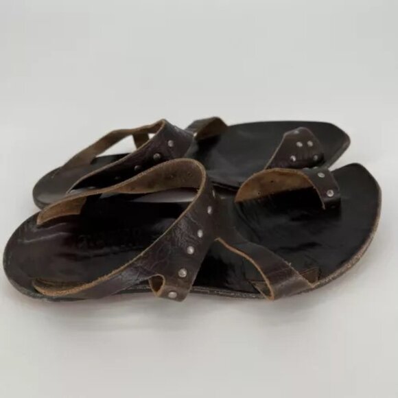 Cydwoq‎ Studs Studded Toe Thong Sandals Size 36.5 US 6.5 Brown Leather USA Made - Picture 4 of 7